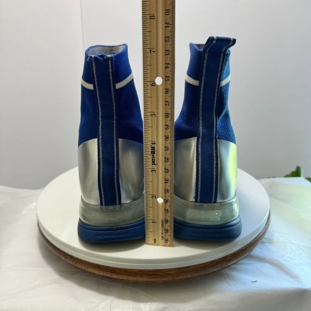 Michael Kors Kendra Reflective High Stretch Knit Sock Sneaker 10.5 Sapphire Blue